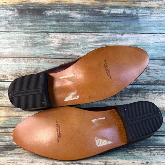 Stacy Adams Mens Loafers Size 9M Shiny Brown Leather Slip On Dress Shoes NEW main image 4